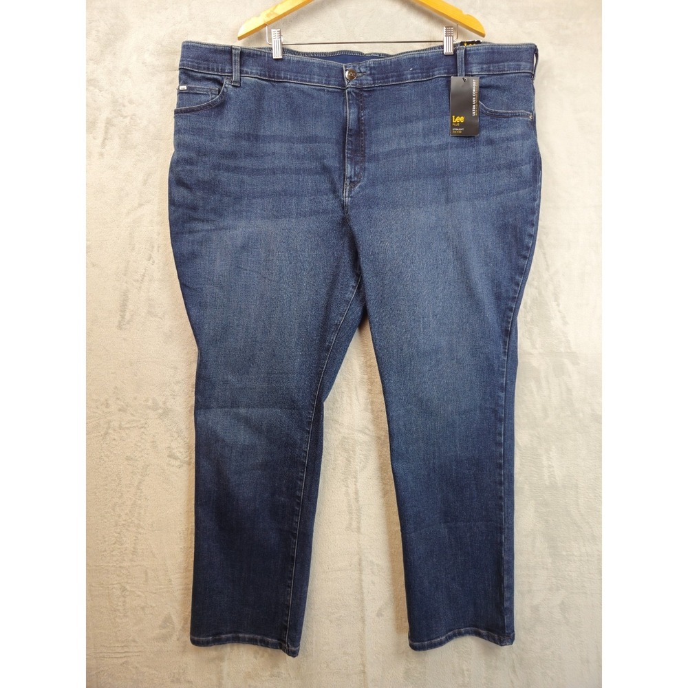 Lee Plus Blue Jean 30W Med Straight Leg Regular Mid Rise Flex Motion Classic NWT